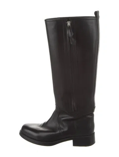 Pre-owned Hermes Leather Riding Boots In Black