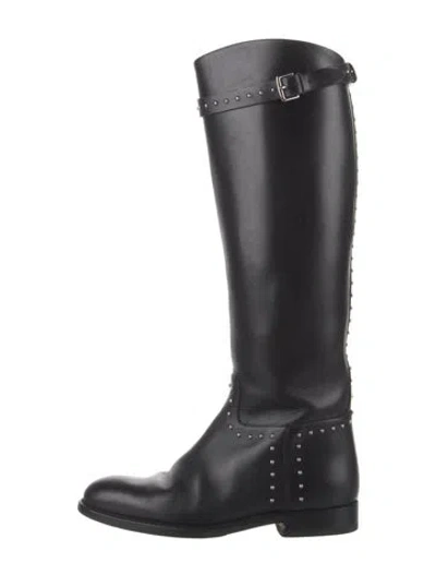 Pre-owned Hermes Leather Riding Boots In Black