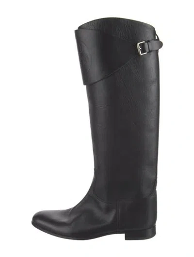 Pre-owned Hermes Leather Riding Boots In Black