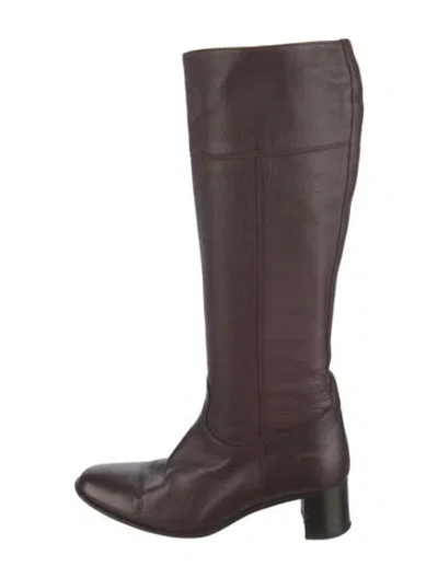 Pre-owned Hermes Leather Riding Boots In Brown