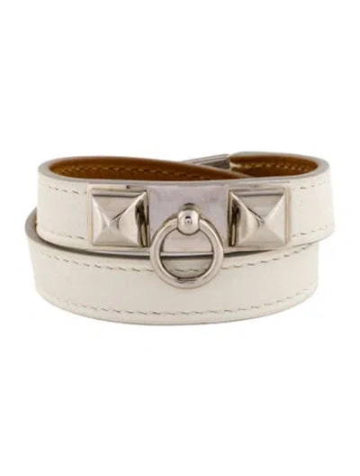 Pre-owned Hermes Leather Rivale Double Tour Wrap Bracelet In Multi