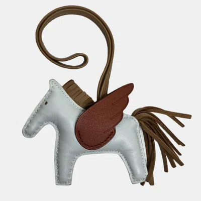 Pre-owned Hermes Leather Rodeo Pegase Pm Bag Charm In Brown