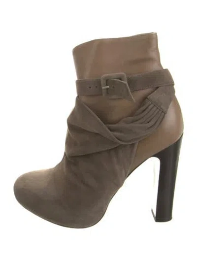 Pre-owned Hermes Leather Ruffle Embellishment Boots In Neutrals