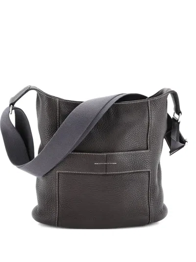 Pre-owned Hermes Leather Sac Good News Bag In Gray