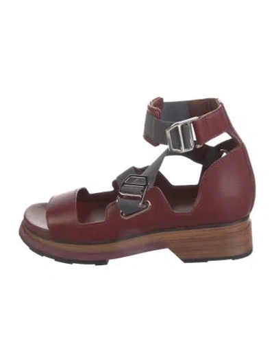 Pre-owned Hermes Leather Sandals In Burgundy