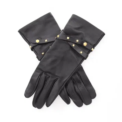 Pre-owned Hermes Leather Short Gloves () In Black