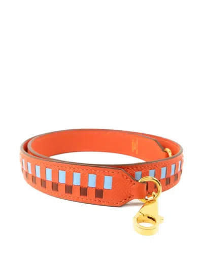 Pre-owned Hermes Leather Shoulder Strap In Orange