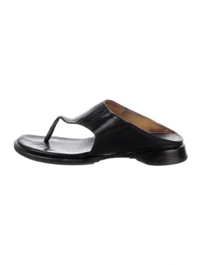 Pre-owned Hermes Leather Slides In Black