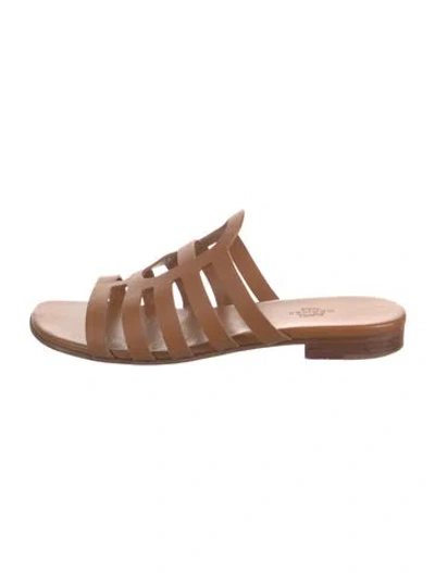 Pre-owned Hermes Leather Slides In Brown