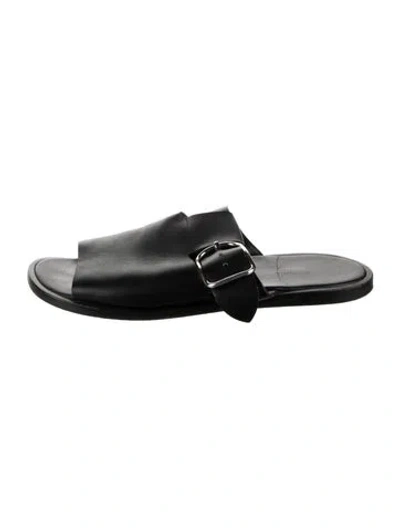 Pre-owned Hermes Leather Slides In Silver