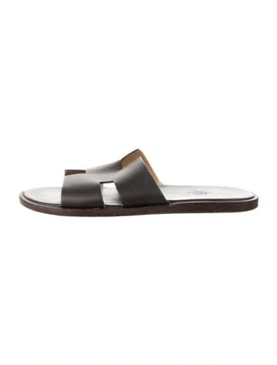 Pre-owned Hermes Leather Slides In White