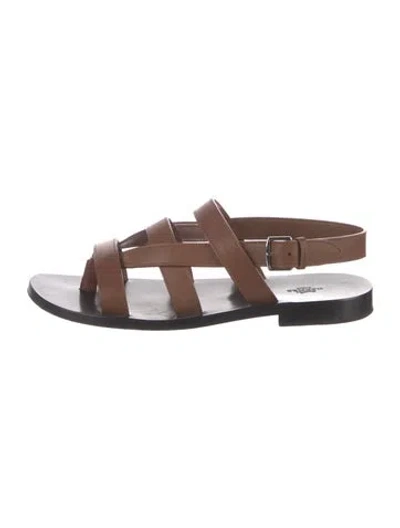 Pre-owned Hermes Leather Slingback Sandals In Brown
