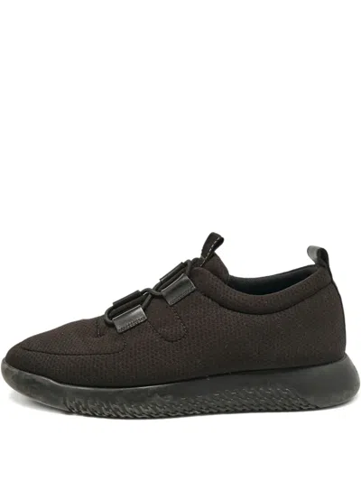 Pre-owned Hermes Leather Sneakers In Black