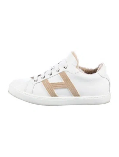 Pre-owned Hermes Leather Sneakers In White