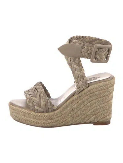 Pre-owned Hermes Leather Striped Espadrilles In Neutral