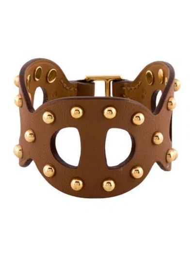 Pre-owned Hermes Leather Studded Chaine D'ancre Wrap Bracelet In Multi