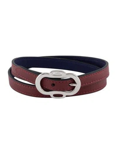 Pre-owned Hermes Leather Swift Boucleries Double Tour Bracelet In Multi