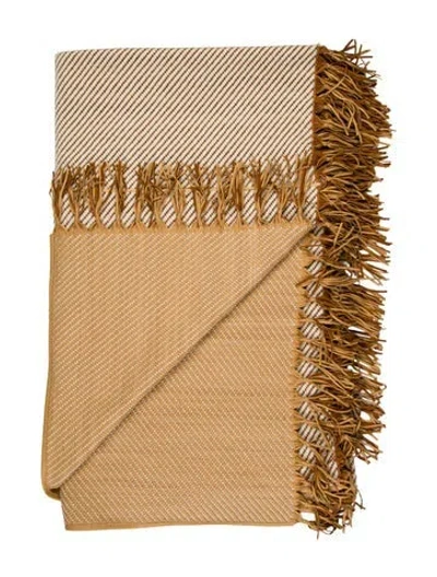 Pre-owned Hermes Leather Throw Blanket In Neutrals