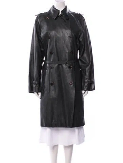 Pre-owned Hermes Leather Trench Coat In Black