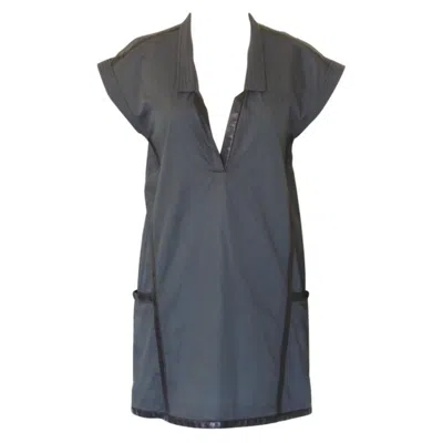 Pre-owned Hermes Leather Trim Cotton Tunic In Black