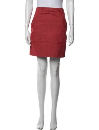 Pre-owned Hermes Leather Trim Embellishment Mini Skirt In Red