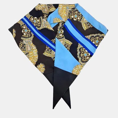 Pre-owned Hermes Leather Trimmed Scarf In Multi