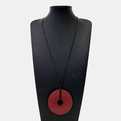 Pre-owned Hermes Hermès Leather Tsuba Necklace (r) In Multi