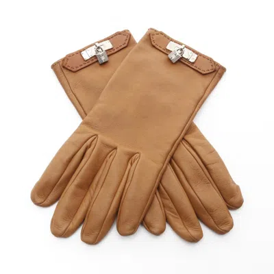 Pre-owned Hermes Leather Warm Gloves () In Black