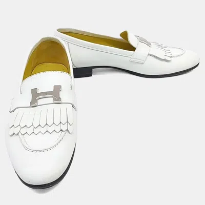 Pre-owned Hermes Hermès Leather White Royal Loafers