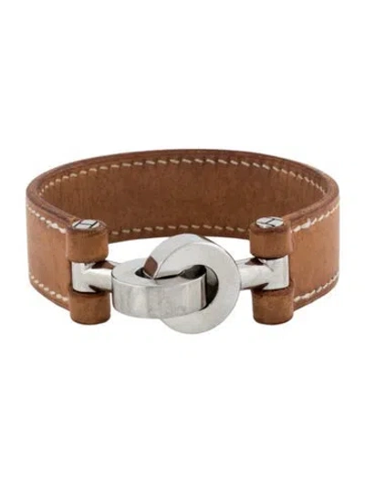Pre-owned Hermes Leather Wide Lancelot Wrap Bracelet In Multi