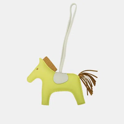 Pre-owned Hermes Leather Yellow Rodeo Mm Charm