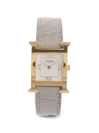 Pre-owned Hermes Leather-starp 30mm Watch In White