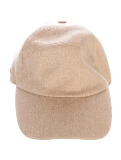 Pre-owned Hermes Leather-trim Toile Nevada Baseball Cap In Neutrals