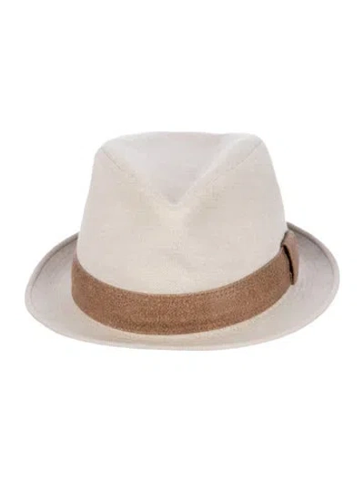 Pre-owned Hermes Leather-trimmed Fedora In Neutrals