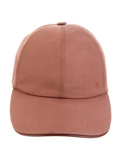 Pre-owned Hermes Leather-trimmed Riley Baseball Cap In Brown