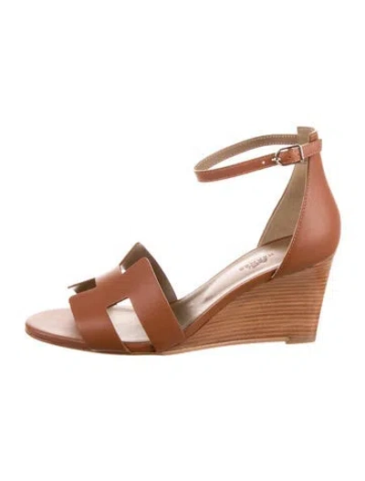 Pre-owned Hermes Legend Leather Gladiator Sandals In Brown