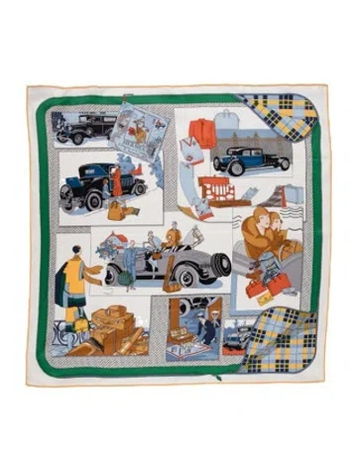 Pre-owned Hermes L'élégance Et Le Confort En Automobile Silk Scarf In White