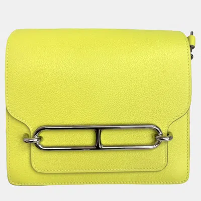 Pre-owned Hermes Lemon Yellow Swift Leather Mini Roulis Shoulder Bag