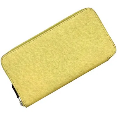 Pre-owned Hermes Lemon Yellow Yellow Leather Long Wallet (bi-fold) ()