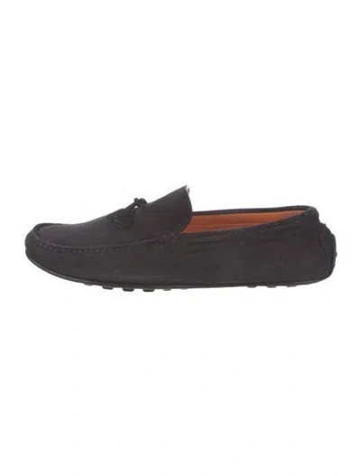 Pre-owned Hermes Leonard Suede Drivers In Blue