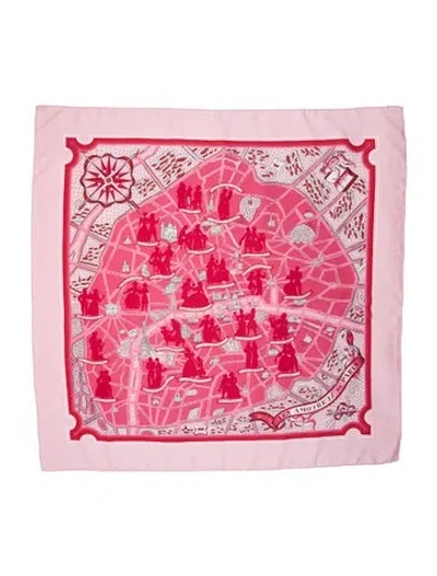 Pre-owned Hermes Les Amoureux De Paris Silk Scarf In Pink