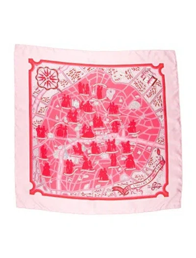 Pre-owned Hermes Les Amoureux De Paris Silk Scarf In Pink