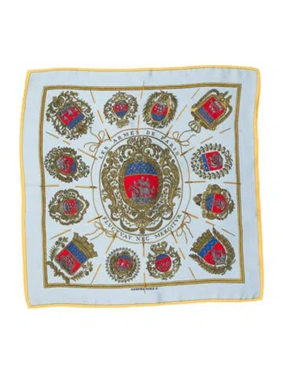 Pre-owned Hermes Les Armes De Paris Silk Scarf In Blue
