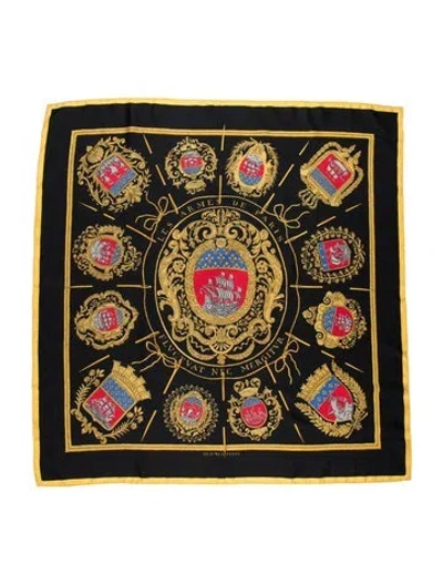 Pre-owned Hermes Les Armes De Paris Silk Scarf In Blue