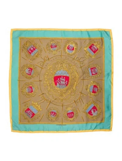 Pre-owned Hermes Les Armes De Paris Silk Scarf In Green