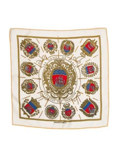 Pre-owned Hermes Les Armes De Paris Silk Scarf In Neutral