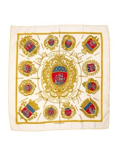 Pre-owned Hermes Les Armes De Paris Silk Scarf In Neutral