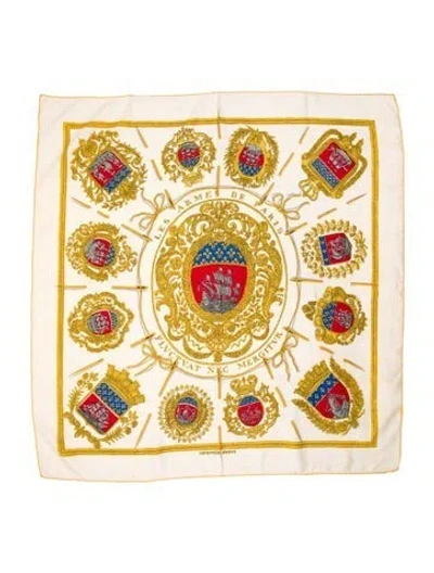 Pre-owned Hermes Les Armes De Paris Silk Scarf In Neutrals