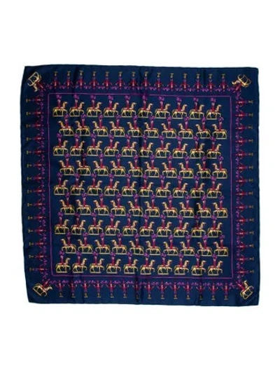 Pre-owned Hermes Les Artificiers Silk Scarf In Blue