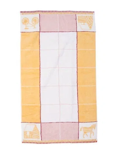 Pre-owned Hermes Les Cabanes Towel In Yellow